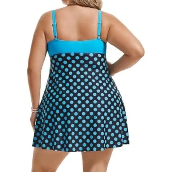 NWT - Hanna Nikole Women's Two Piece Swim Dress Plus Size Tummy Control - Picture 2 of 7